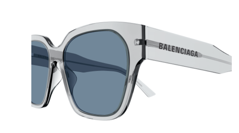 Balenciaga BB0215SA 004 Grey/Blue Square Men's Sunglasses