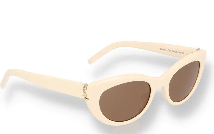 Saint Laurent SL M115 004 Ivory/Brown Cat-Eye Women's Sunglasses