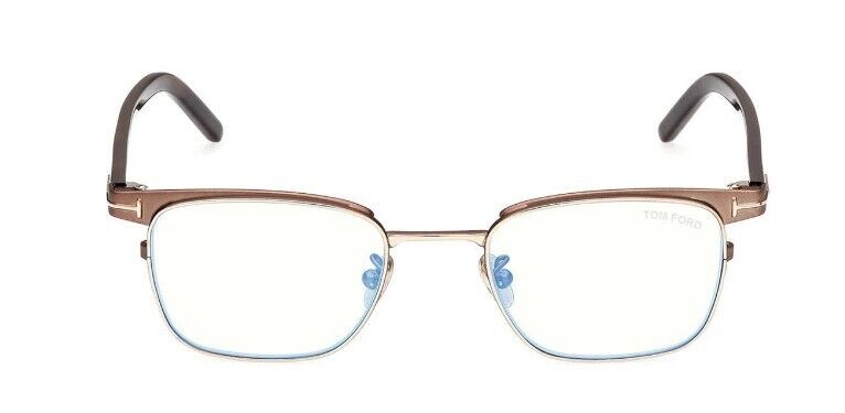 Tom Ford FT5854-D-B 048  Shiny Dark Brown/Blue Block Browline Eyeglasses