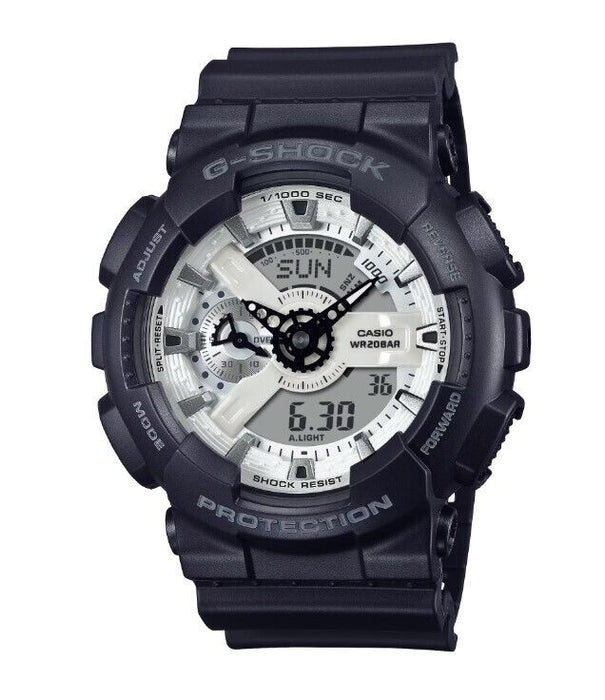 Casio G-Shock  GA-110 Series Analog-Digital White Dial Black Watch GA110WD-1A