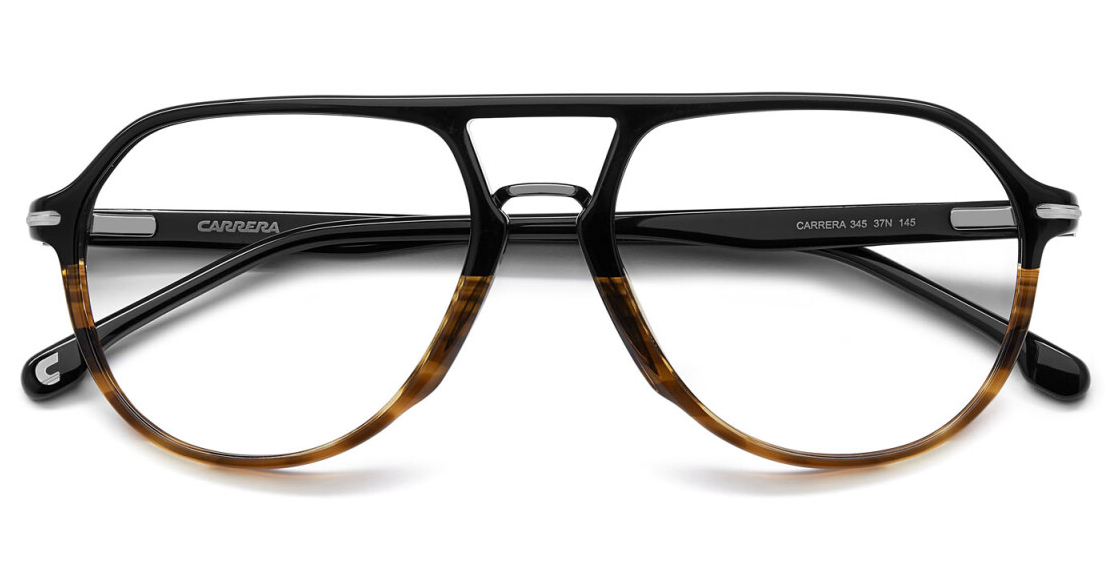 Carrera 345 37N Black Horn Soft Square Men's Eyeglasses