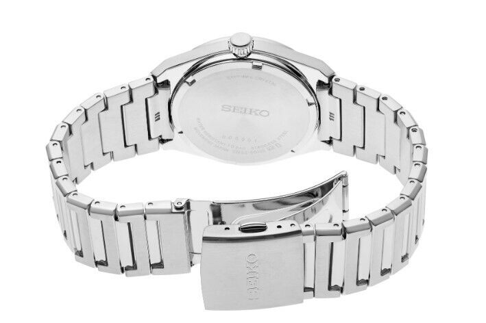 Seiko Essentials Silver Pressed Pattern Sleekly Angled Dial Men's Watch SUR553P1