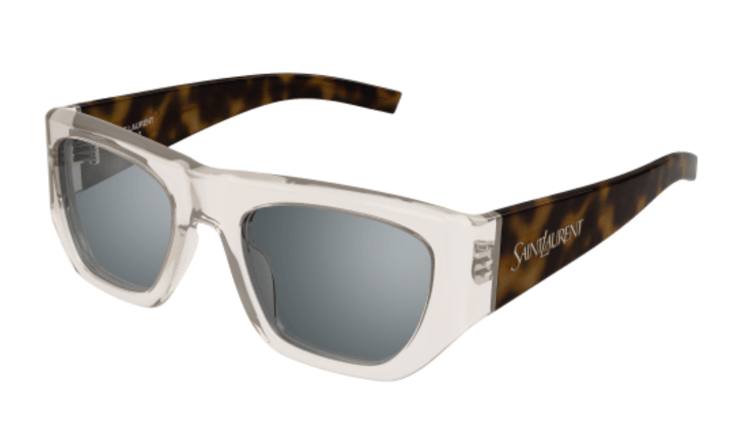 Saint Laurent SL 740 003 Beige/Havana-Silver Mirrored Square Women's Sunglasses