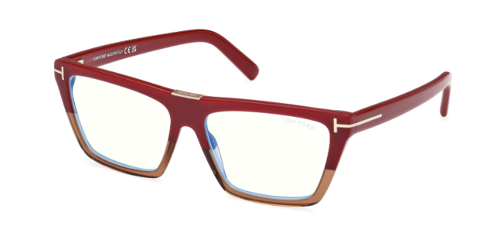 Tom Ford FT5912 083 Bordeaux/Gradient / Shiny Bordeaux Square Women's Eyeglasses