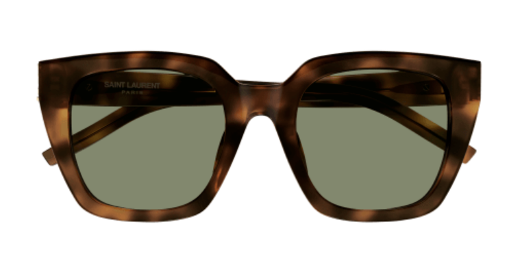 Saint Laurent SL M143/F-003 Havana/Green Wide Cat Eye Women's Sunglasses