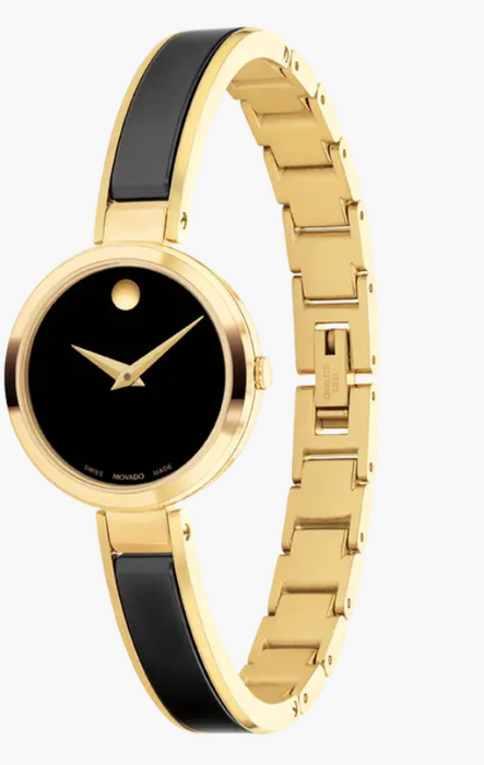 Movado Moda Black/Yellow Museum Dial Slim Women's Watch 0607714