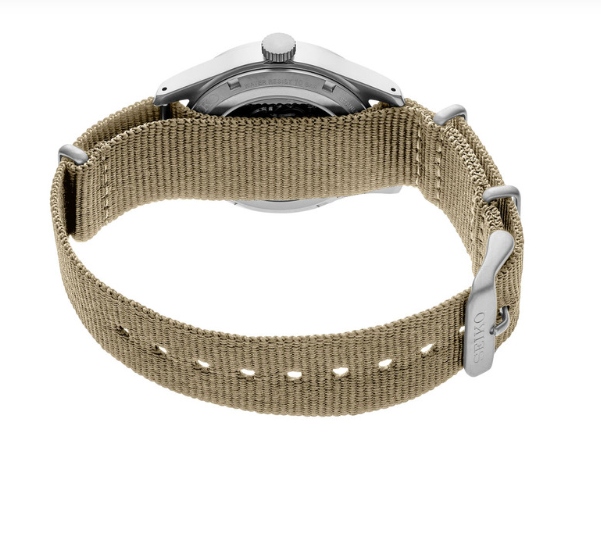 Seiko 5 Sports Black Dial Beige Strap Men's Watch SRPG35