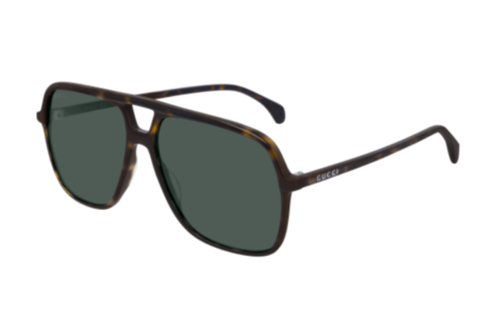 Gucci GG0545S 002 Havana/Green Soft Square Ultra light Men's Sunglasses