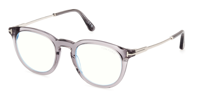 Tom Ford FT5905 020 Shiny Grey / Shiny Palladium Round Men's Eyeglasses