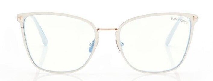 Tom Ford FT5839-B 025  Shiny Ivory/Blue Block Butterfly Women's Eyeglasses