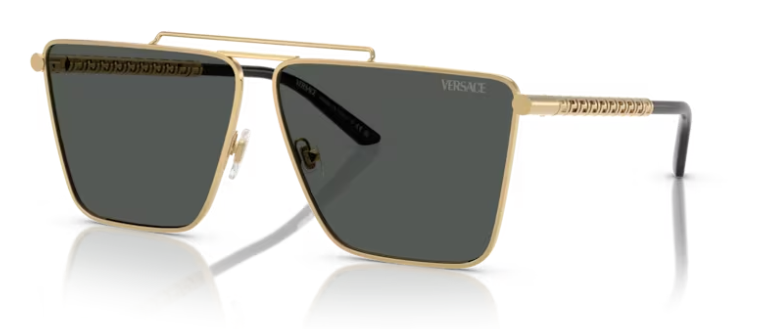 Versace 0VE2266 100287 Gold/Dark Grey Square Men's Sunglasses