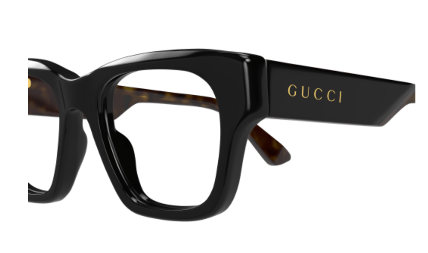 Gucci GG1669O 005 Black/Havana Square Men's Eyeglasses