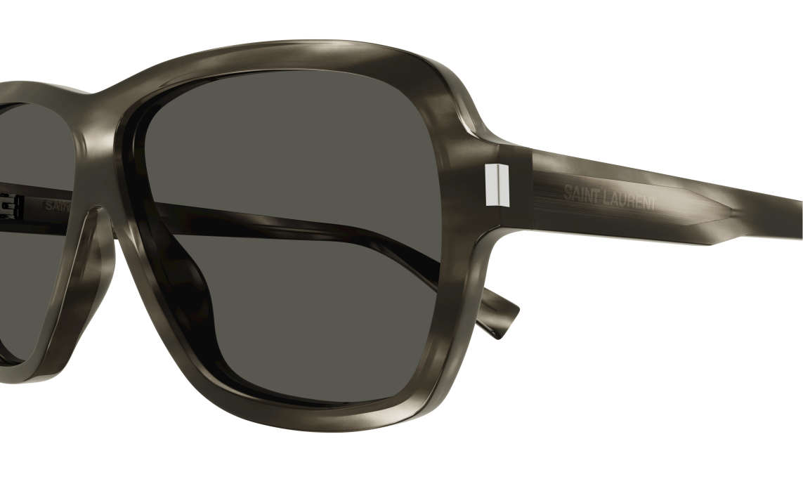 Saint Laurent SL 609 Carlyon 004 Havana/Grey Oval Men's Sunglasses