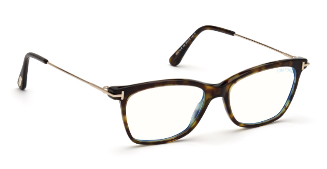 Tom Ford FT5712 052 Dark Havana / Shiny Pale Gold 52mm Square Women's Eyeglasses