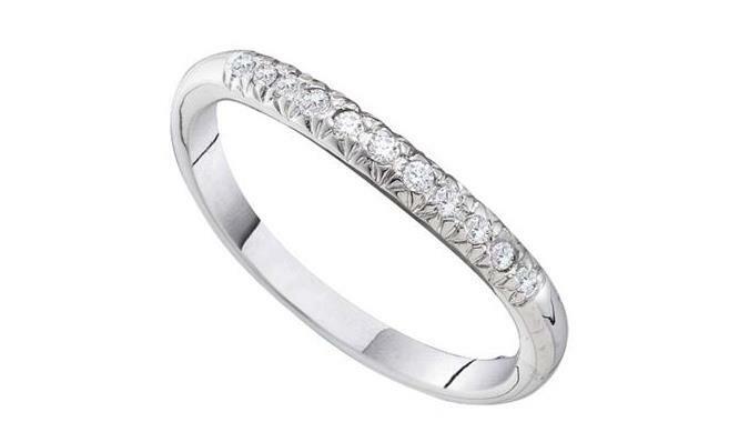 14kt White Gold Diamond Womens Anniversary Band Ring 1/8 Cttw