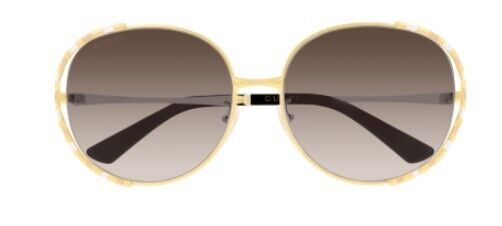 Gucci GG0595S 004 Gold/Brown Gradient Oversized Round Women's Sunglasses