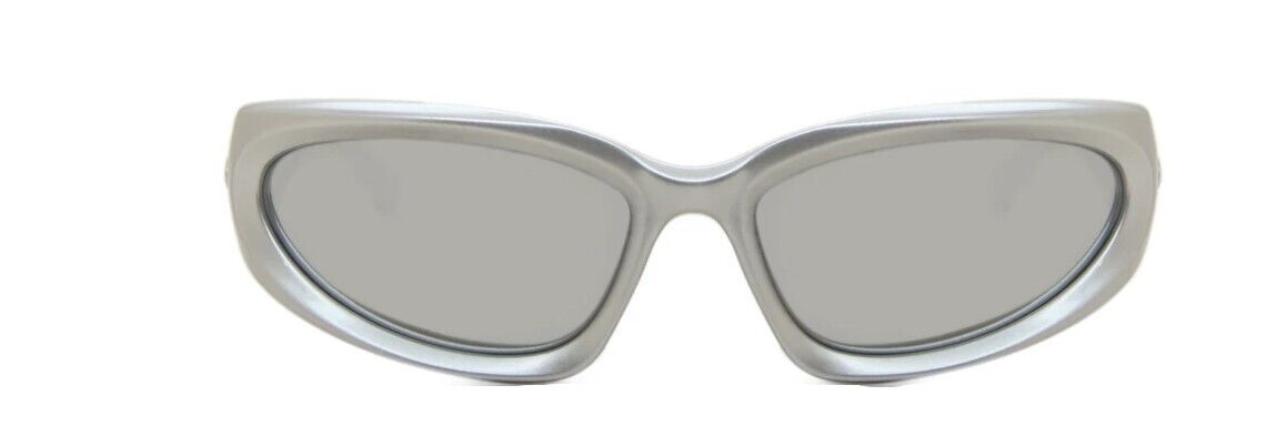 Balenciaga BB0157S-004 Silver/Silver Oval Men's  Sunglasses