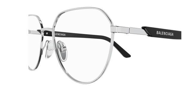 Balenciaga BB0249O 001 Silver-Black Round Men's Eyeglasses