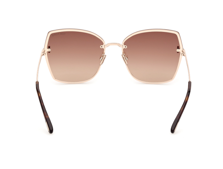 Tom Ford NICKIE 02 FT1107 28F Shiny Rose Gold/Brown Cat Eye Women Sunglasses