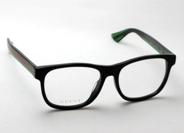 Gucci GG0004OA 002 Black Green/Red Rectangle Men's Eyeglasses