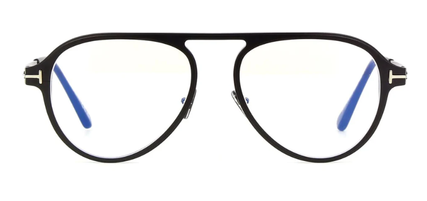 Tom Ford FT5972-B 005 Matte Black/Shiny Gunmetal Soft Square Men's Eyeglasses