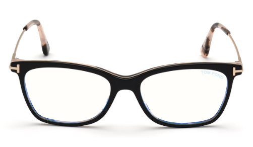 Tom Ford FT5712 005 Black/Monocolor/Pale Gold 50mm Square Women's Eyeglasses