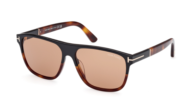 Tom Ford FT1081 05E Black-Red Havana/Brown Square Gradient Sunglasses