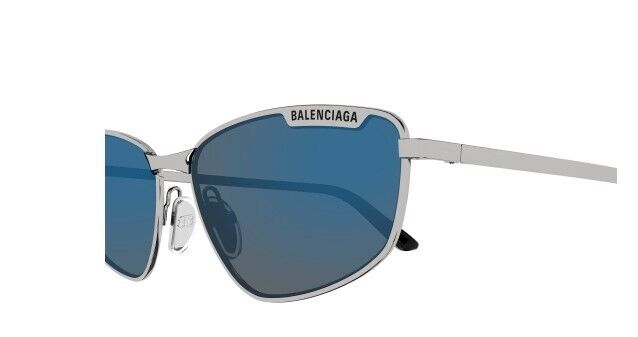 Balenciaga BB0277S 003 Gunmetal/Blue Rectangular Men's Sunglasses