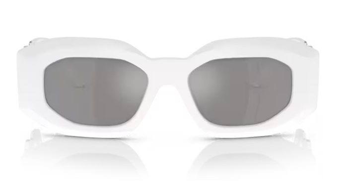 Versace 0VE4425U 314/6G White/Light Grey Mirror Silver Oval Men's Sunglasses