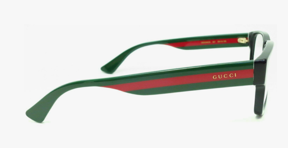 Gucci GG0344OA 001 Black Green Red/Clear Rectangular Men's Eyeglasses