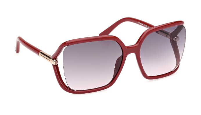 Tom Ford SOLANGE02 FT1089 75B Shiny Bordeaux/Smoke Gradient Butterfly Sunglasses