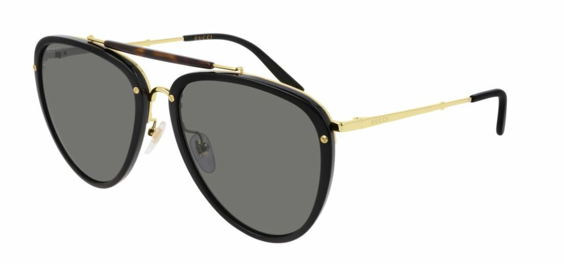 Gucci GG 0672S 001 Black Gold/Gray Sunglasses