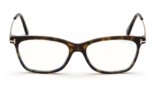 Tom Ford FT5712 052 Dark Havana / Shiny Pale Gold 50mm Square Women's Eyeglasses