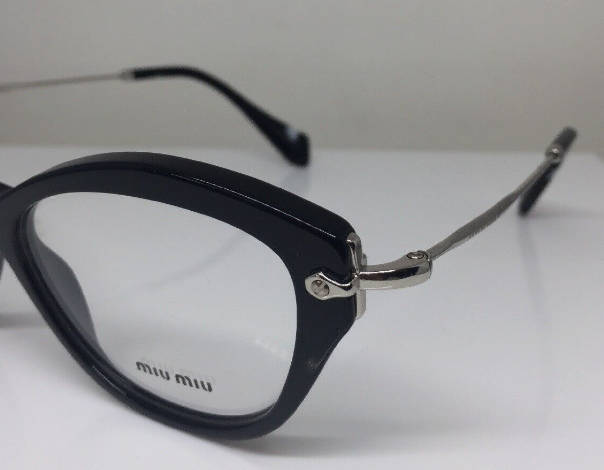 Miu Miu MU VMU 02O 1AB-101 Black-Silver Cat Eye Women's Eye glasses