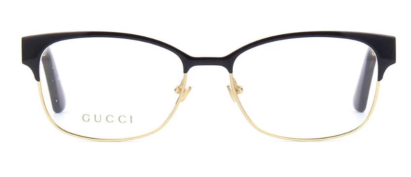 Gucci GG0751O 005 Black Gold Rectangle Women's Eyeglasses