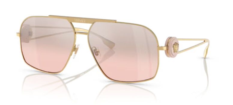 Versace 0VE2269 10027E Gold/Light Pink Mirror Gradient Silver Men's Sunglasses