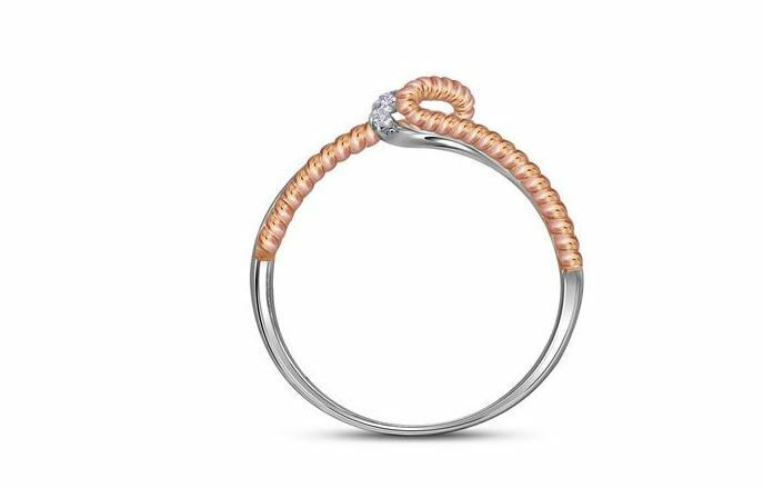 10kt Two-Tone Gold Diamond Womens Rope Rose-Tone Band Ring 1/20 Cttw