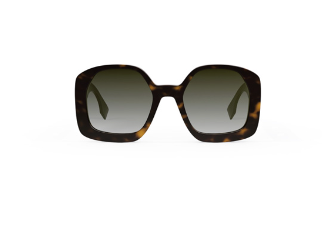 Fendi O'LOCK FE40048U 52F Dark Havana/Brown Gradient Square Women's Sunglasses