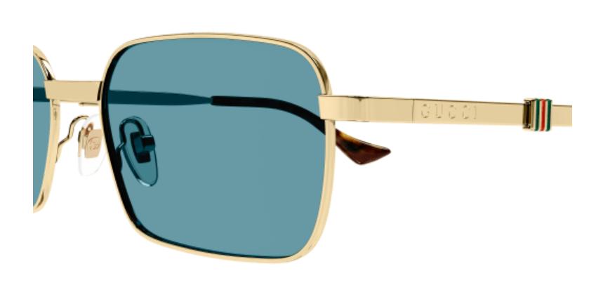 Gucci GG1495S 003 Gold/Blue Rectangular Metal Men's Sunglasses