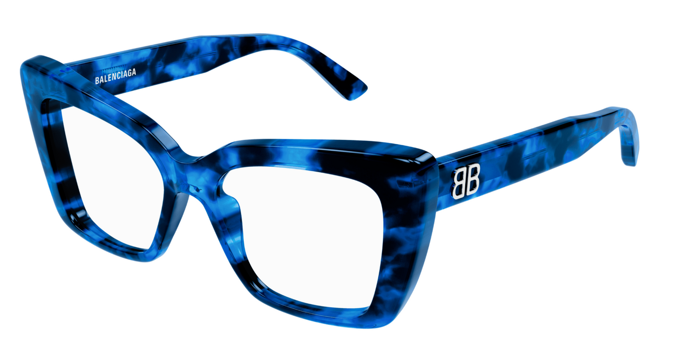 Balenciaga BB0297O 004 Blue Oversized Square Women's Eyeglasses