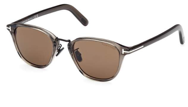 Tom Ford FT1049 D 20J Shiny Grey/ Roviex Square Men's Sunglasses