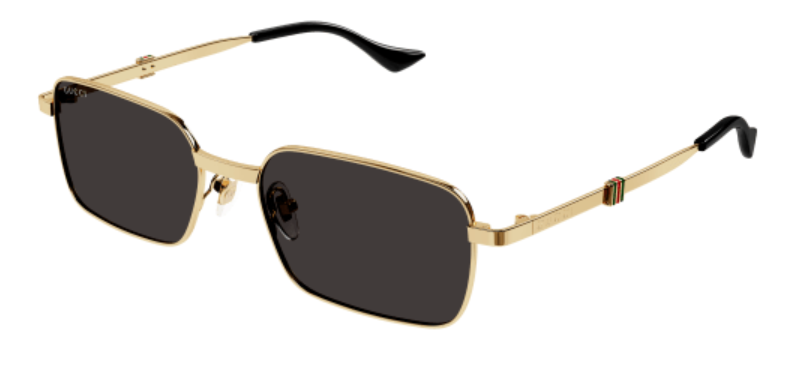 Gucci GG1495S 001 Gold/Grey Rectangular Metal Men's Sunglasses