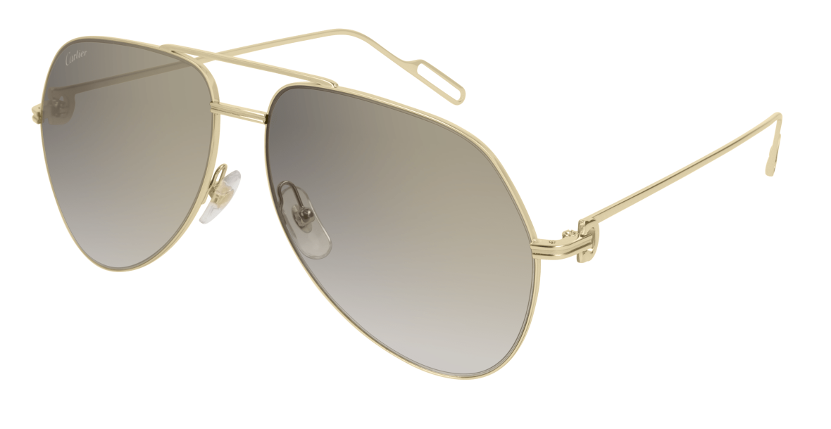 Cartier CT0110S 001 Grey/Gold Soft Square Men's Sunglasses