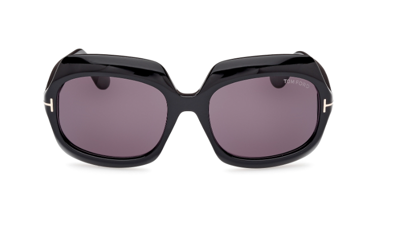 Tom Ford REN FT1155 01A Shiny Black/Smoke Square Women's Sunglasses