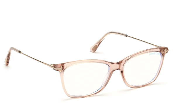 Tom Ford FT5712 072 Shiny Light Pink / Pale Gold 50mm Square Women's Eyeglasses