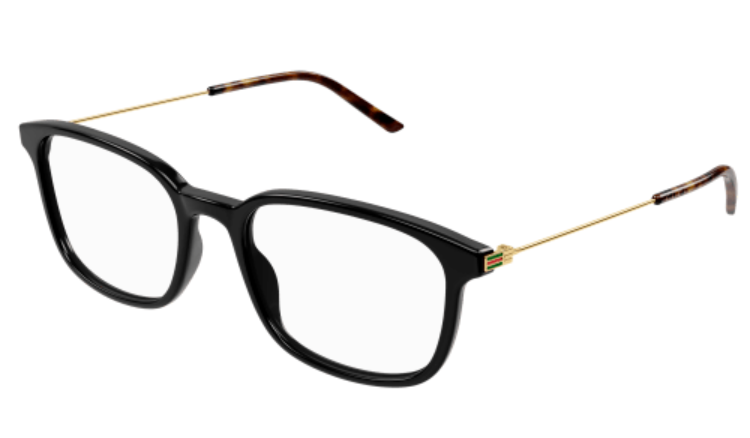 Gucci GG1577O 005 Black/Gold Square Men's Eyeglasses