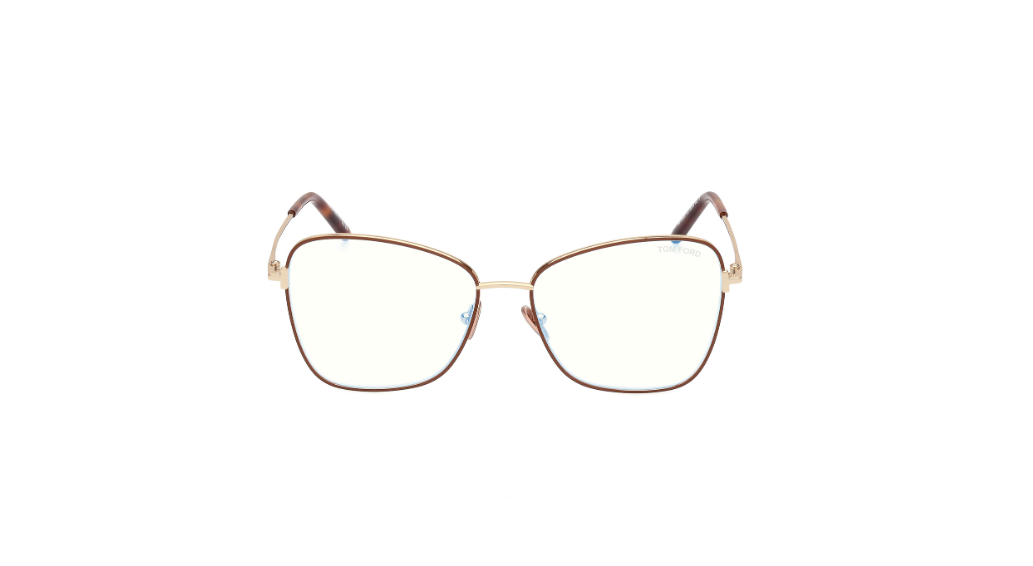 Tom Ford FT5906 046 Light Brown/Blue Block Lenses Cat Eye women's Eyeglasses