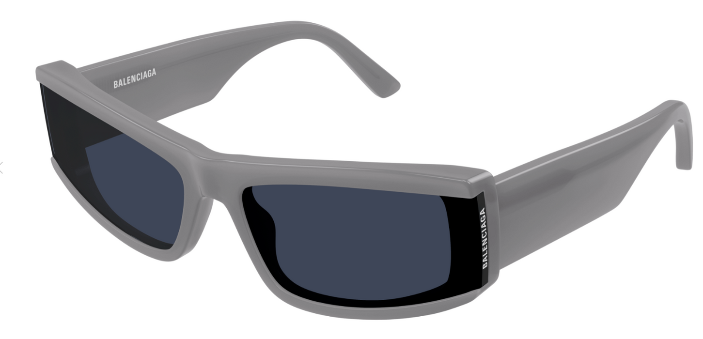 Balenciaga BB0301S-003 Grey/Blue Rectangular Men's Sunglasses