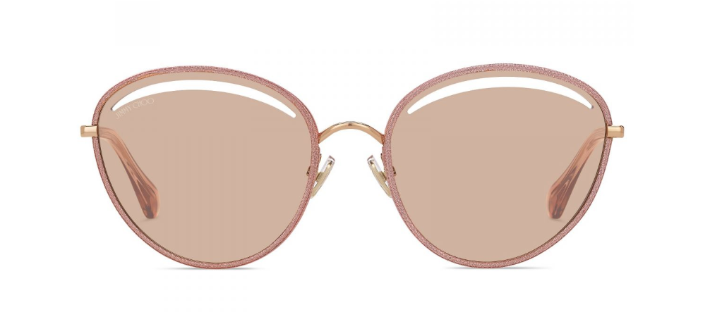 Jimmy Choo Malya/S KON/2S Pink-Gold/Pink Mirrored Oval  Women's Sunglasses