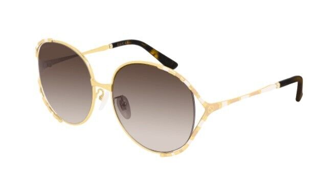 Gucci GG0595S 004 Gold/Brown Gradient Oversized Round Women's Sunglasses